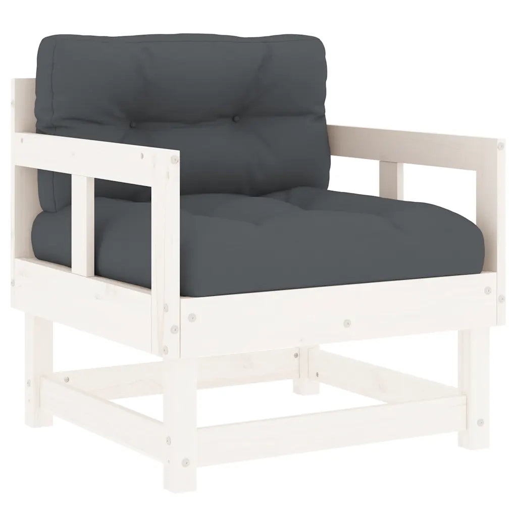 Sedia da patio-Sedie da Giardino con Cuscini 2pz Legno Massello di Pino Bianco 584915