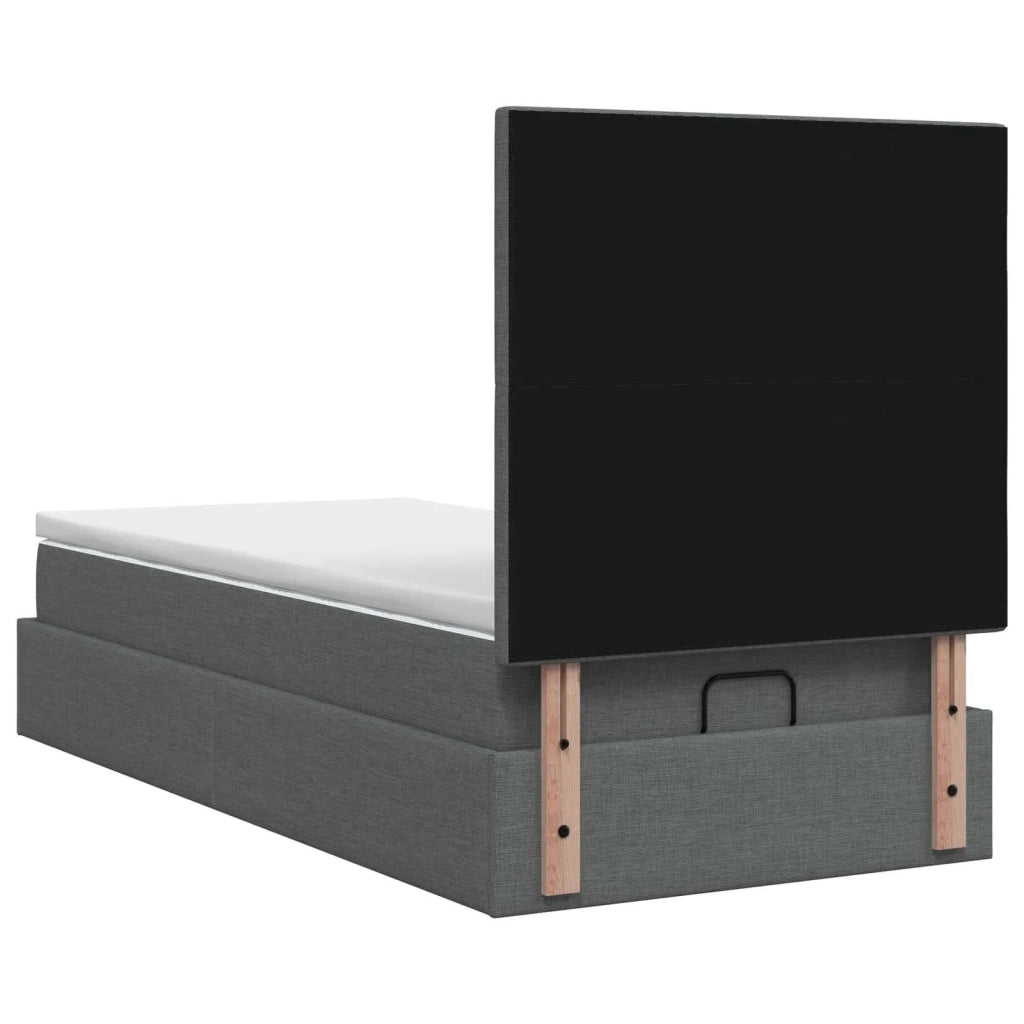 Letto Ottomano con Materasso e LED Grigio Scuro 90 x 190 cm 3458035