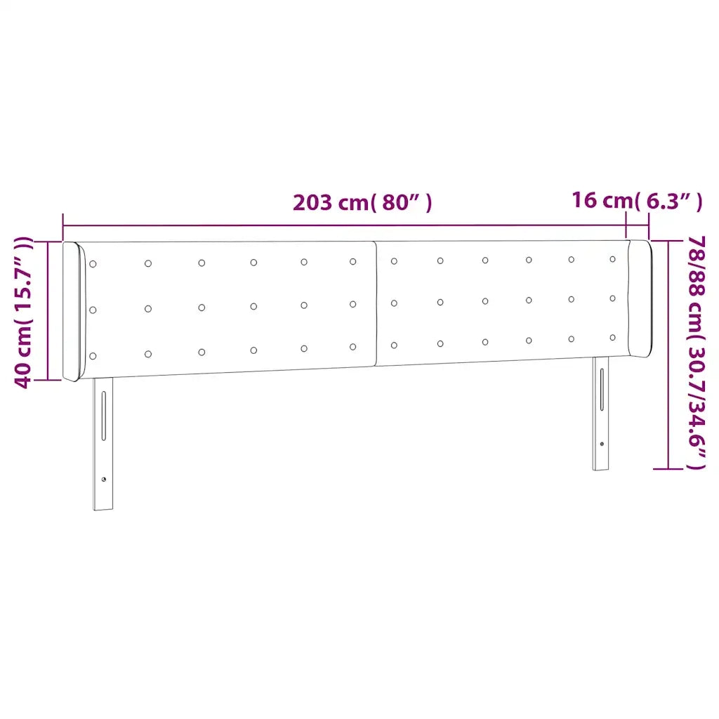 Testiera a LED Verde Scuro 203x16x78/88 cm in Velluto 3123739