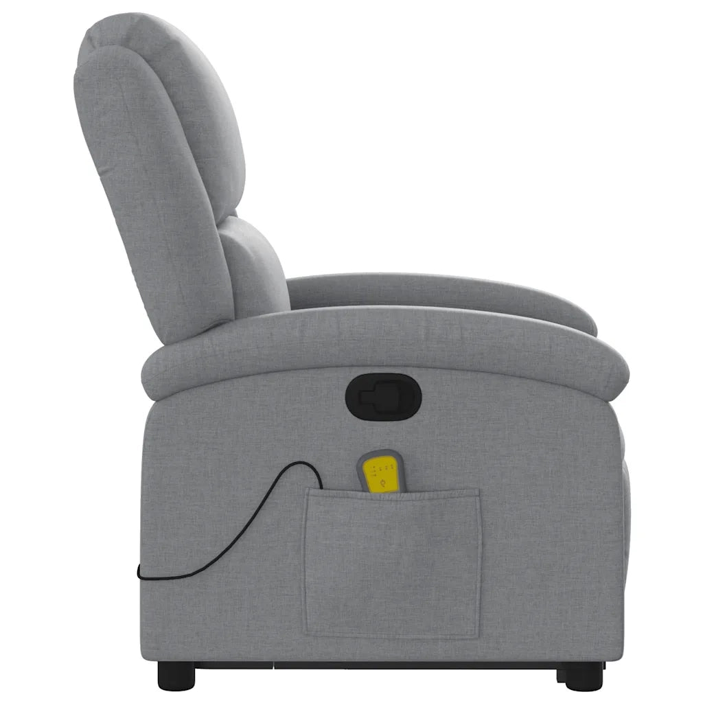 Poltrona Alzapersona Massaggi Reclinabile Grigio Chiaro Tessuto 3204176