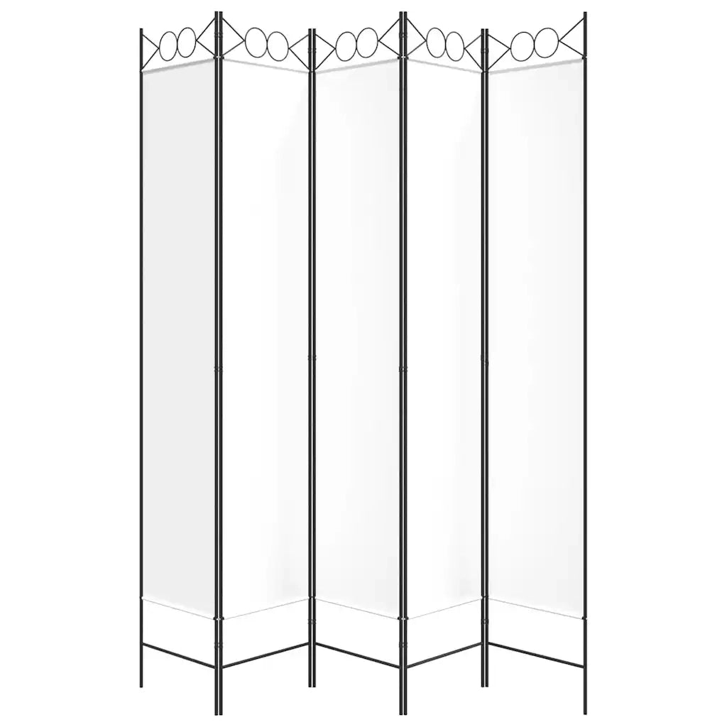 Divisorio a 5 Pannelli Bianco 200x220 cm Tessuto 350170