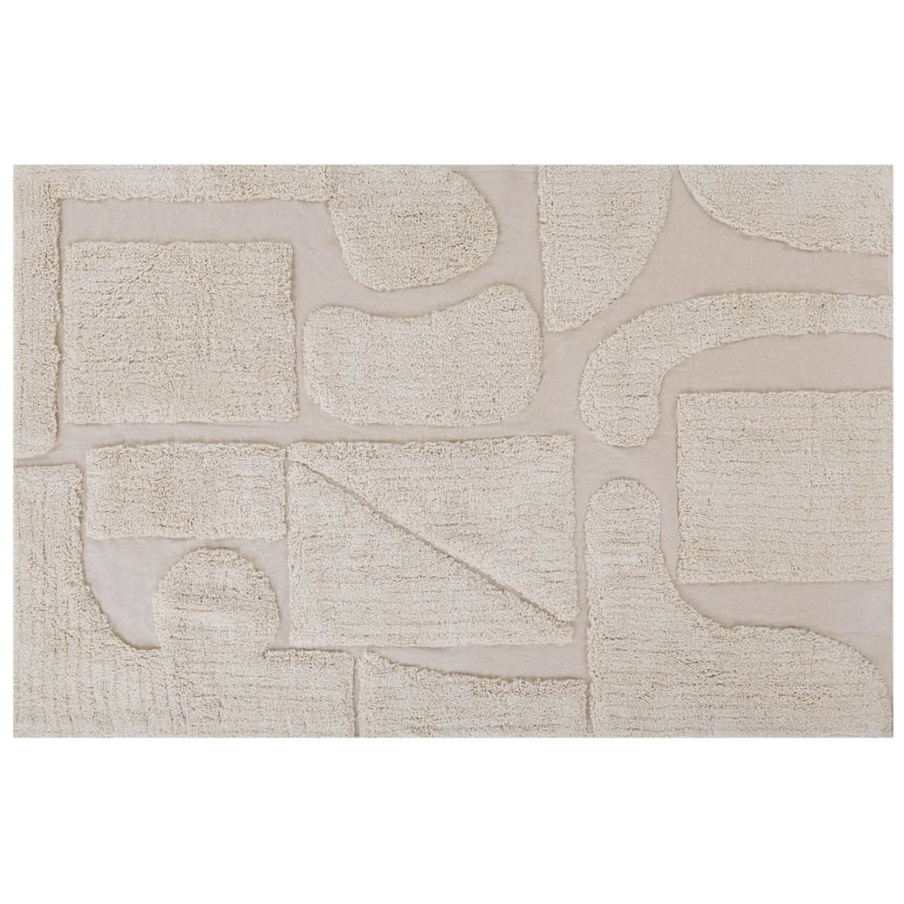 Tappeto Beige di Cotone fatto a mano morbido con motivo astratto 160 x 230 cm