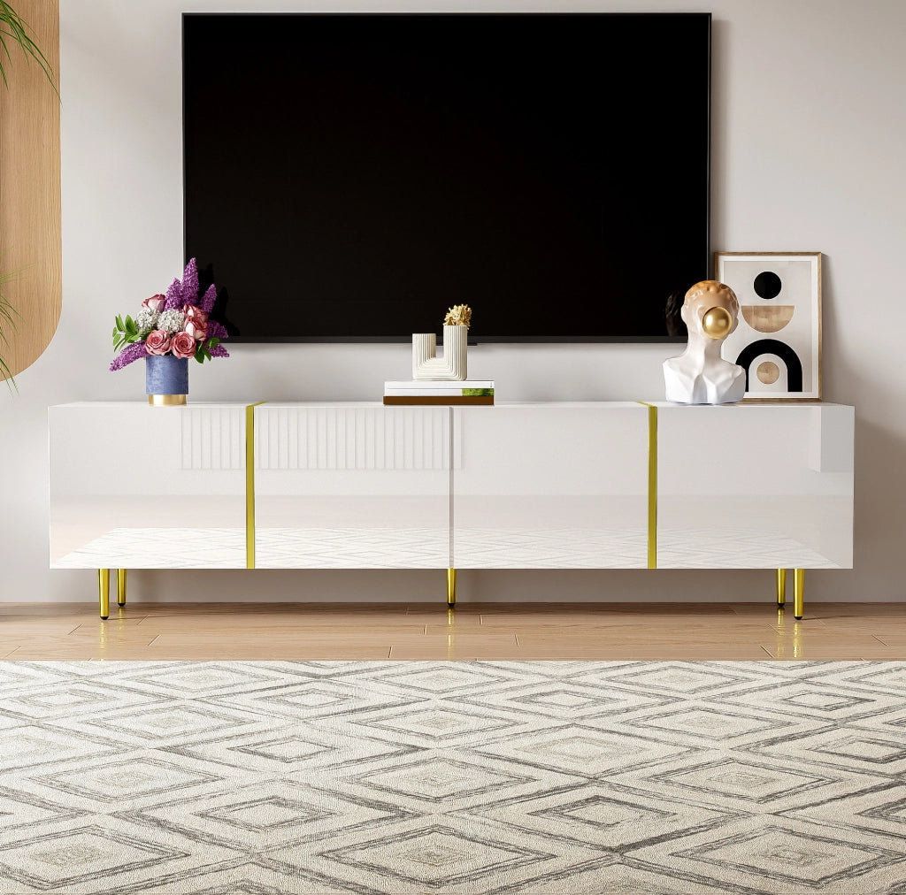 Mobile TV bianco lucido con 4 ante; MDF; 170 x 35 x 46 cm