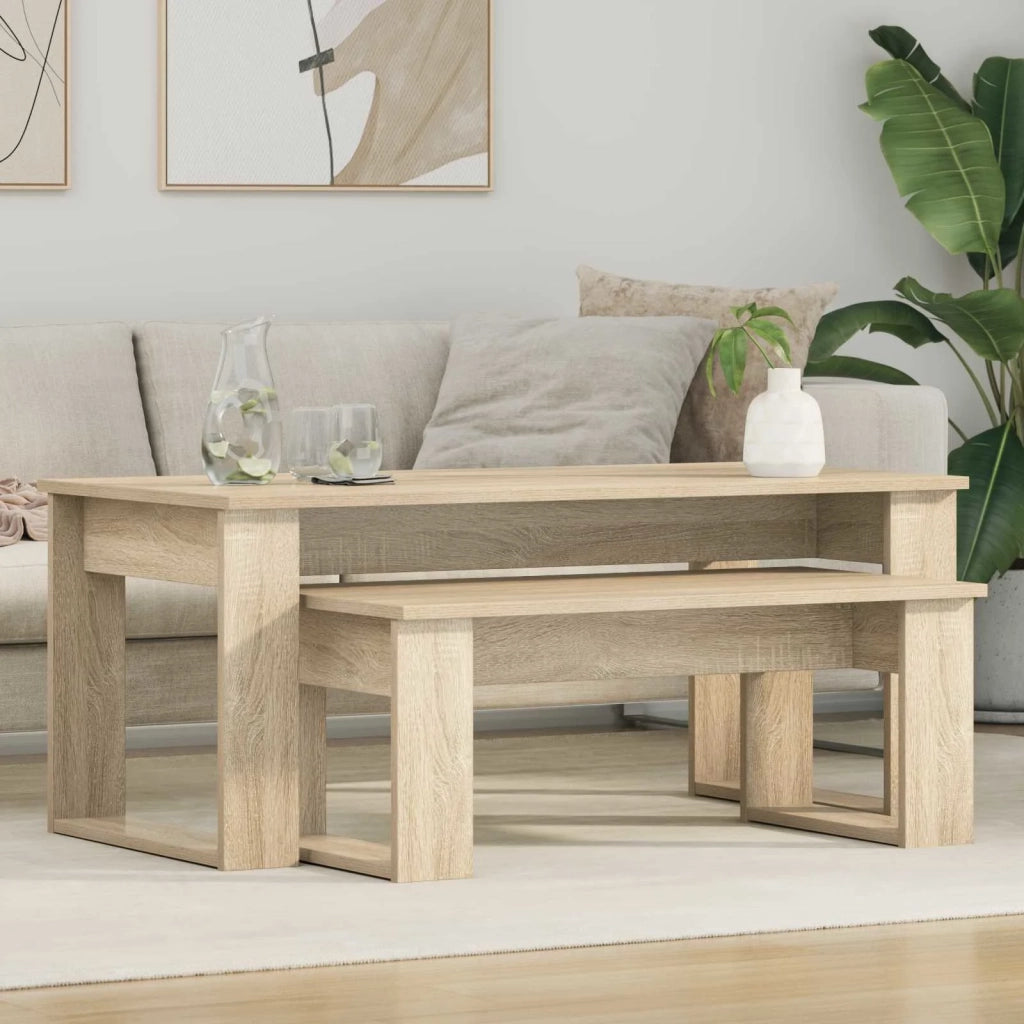 Set di Tavolini da Caffè 2 pcs Rovere Sonoma Legno multistrato