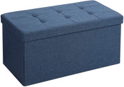 Panca contenitore con coperchio pouf pieghevole grande ingresso camera da letto salvaspazio volume 80 litri portata max 300 kg rivestimento blu scuro 12_0000232