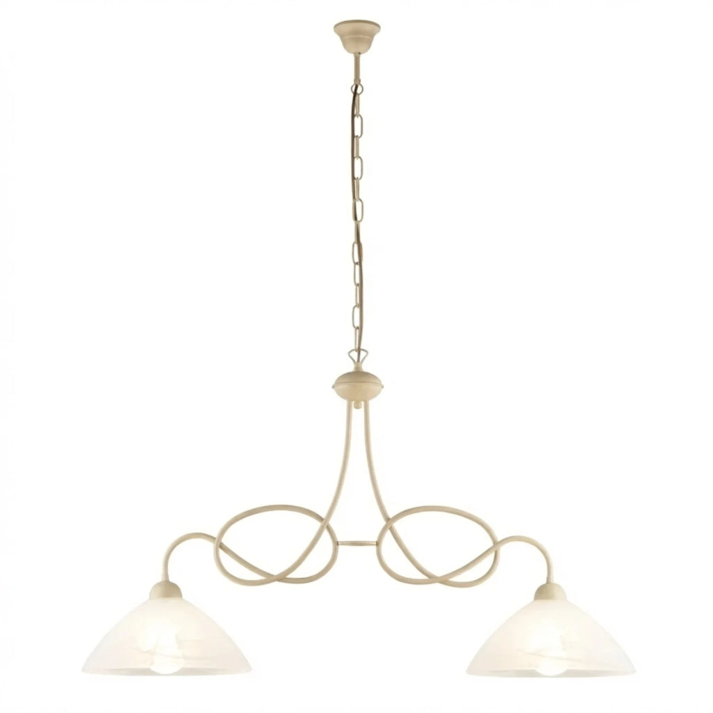 Lampadario Rustico Bistrot 2 Luci Avorio e Bianco LuceArt Classic