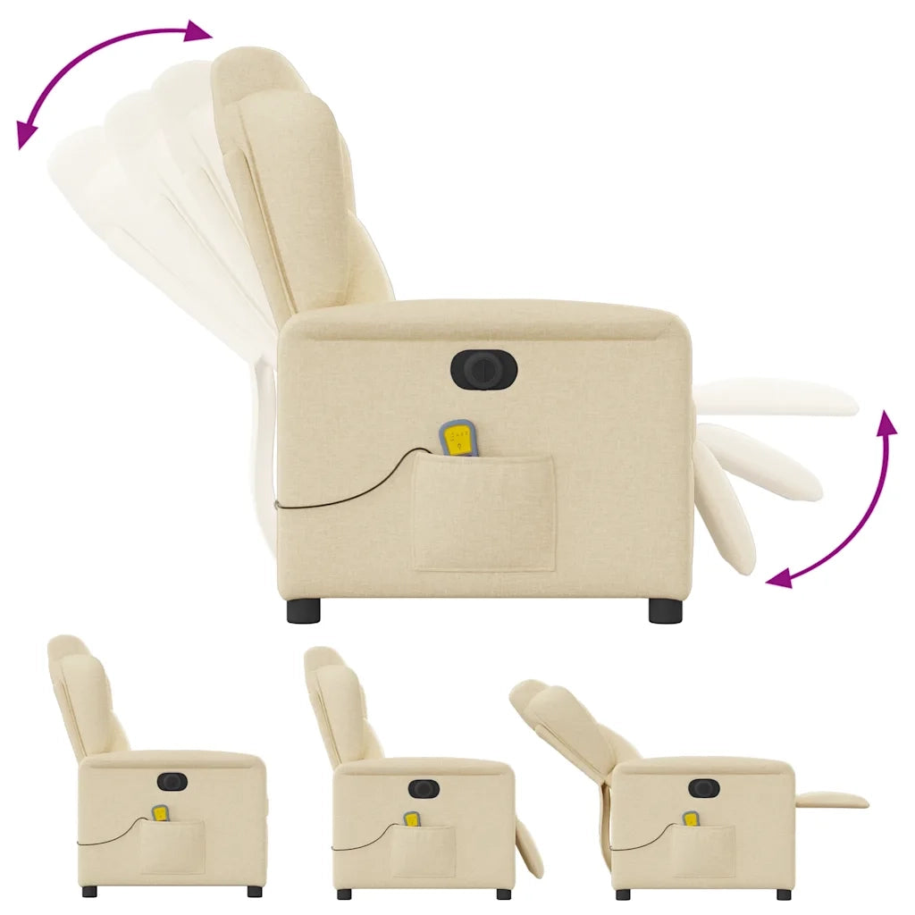 Poltrona Reclinabile Massaggiante Elettrica Crema in Tessuto 3303132