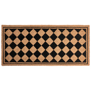 Zerbino in fibra di cocco beige e nero con fondo antiscivolo, 55 x 120 cm. Zerbino decorativo antiscivolo con motivo a rombi