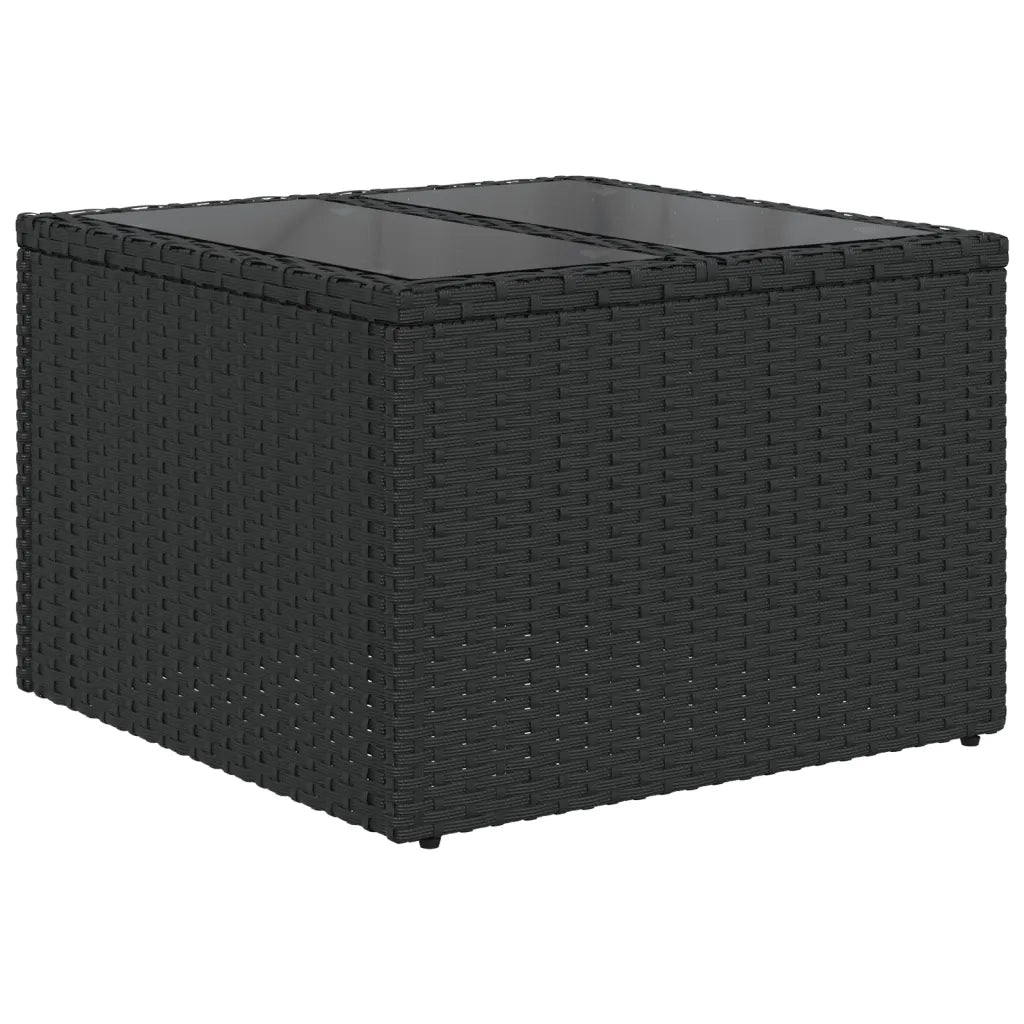 Tavolo da giardino con piano in vetro nero 55x55x37 cm in polyrattan 365969