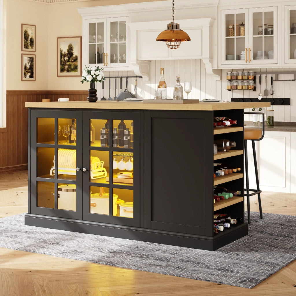 TAVOLO BAR PIEGHEVOLE 120x40-70x90 cm Nero MDF con LED