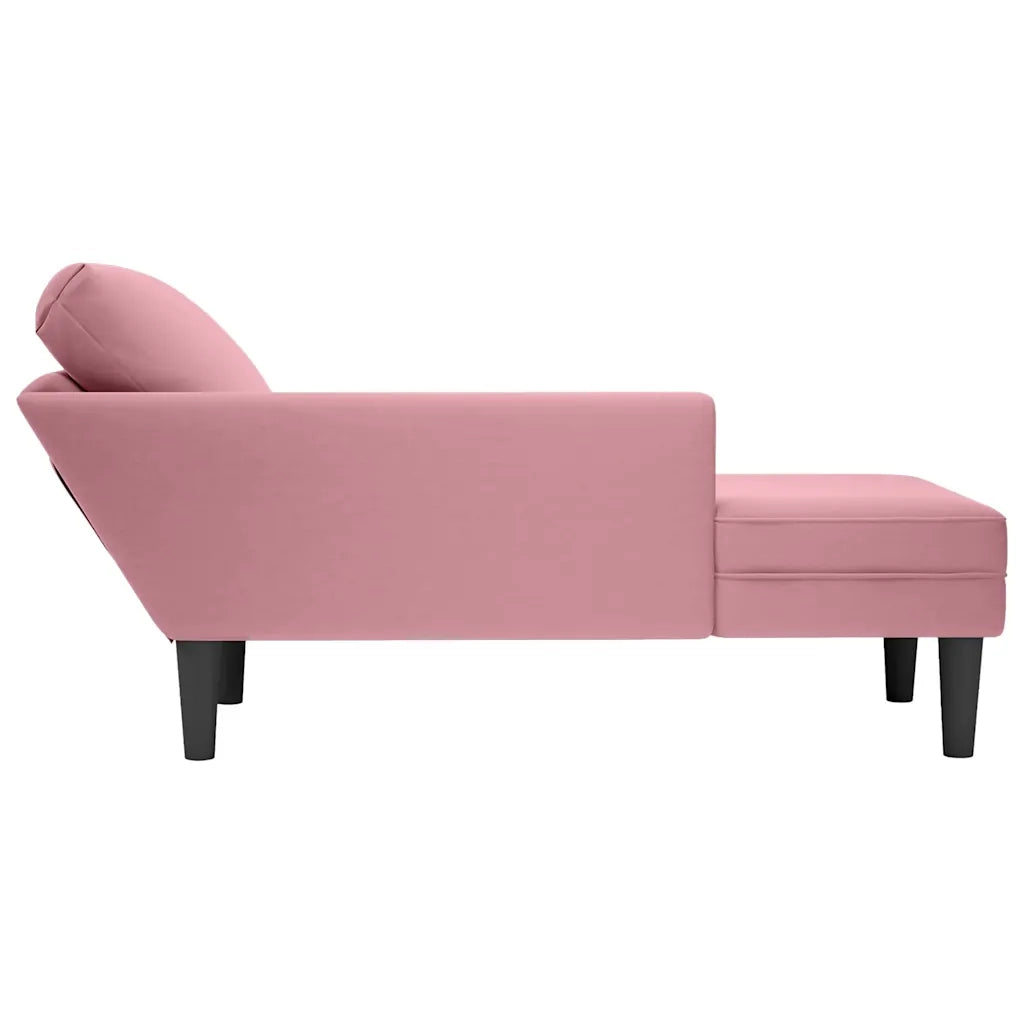 Sdraio con Cuscino e Bracciolo Destro in Velluto Rosa 4009810