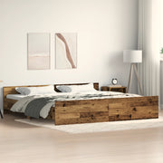 Struttura Letto Legno Invecchiato 200x200 cm Legno Ingengnerizzato