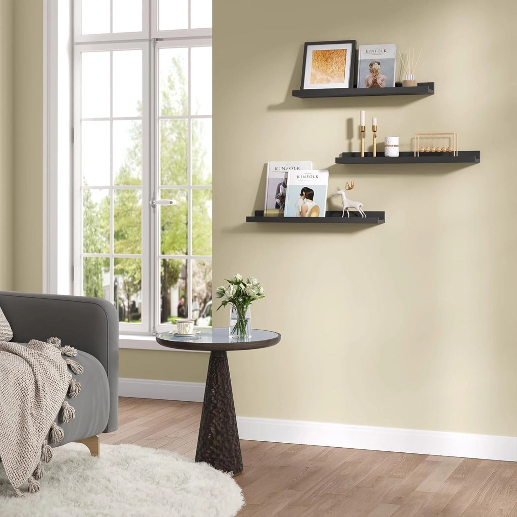 Set di 6 scaffali da Parete, per Foto, per Soggiorno, Camera da Letto, Bagno, Cucina, 60 x 5 x 12 cm