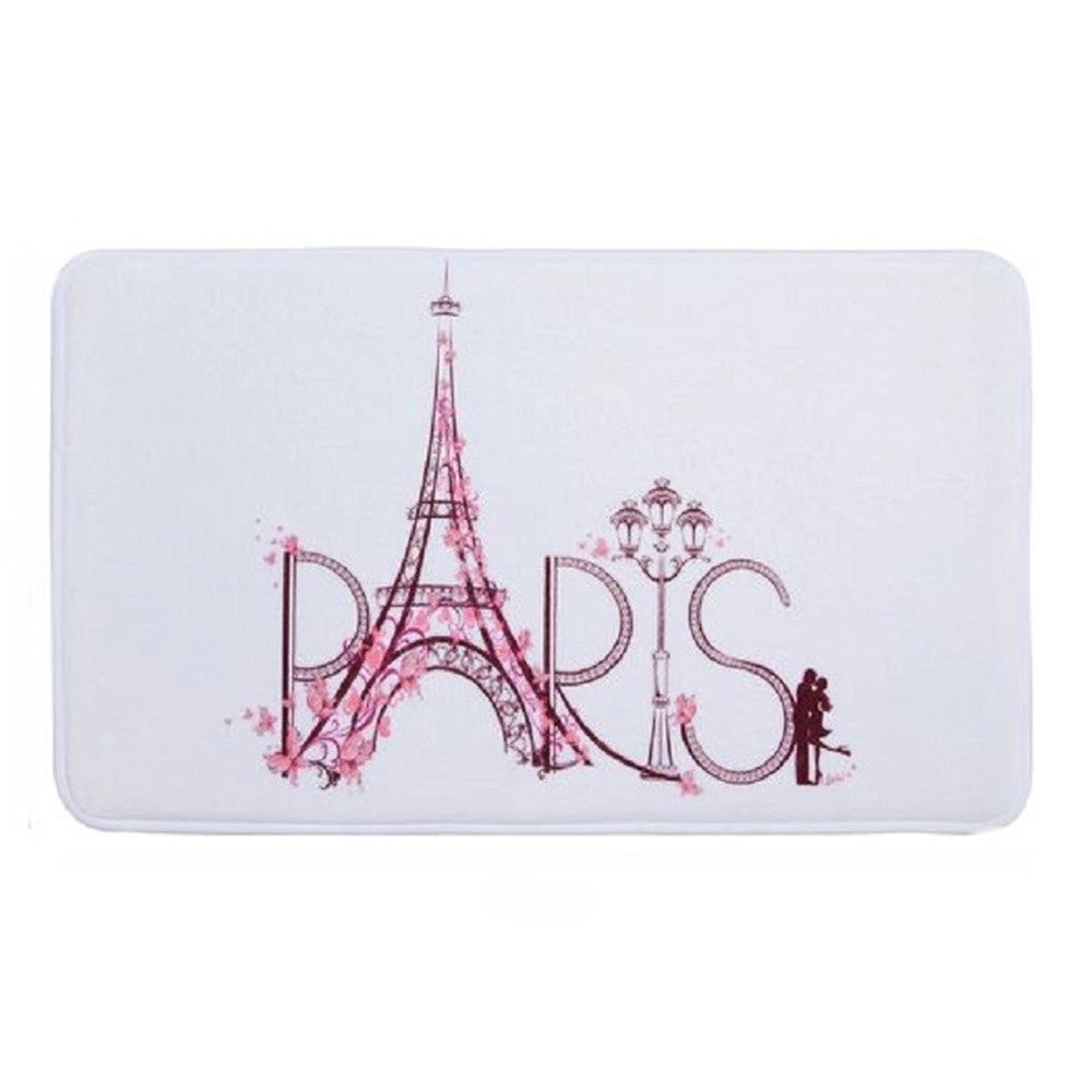 Trade Shop - Tappeto Tappetino Per Arredo Da Bagno 45 X 75cm Con Fantasia Scritta Paris 87046 -