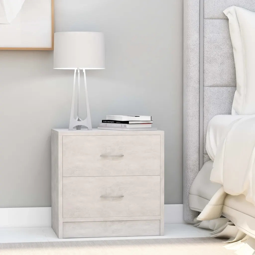 Comodini 2 pz Grigio Cemento 40x30x40 cm in Legno Multistrato 801044