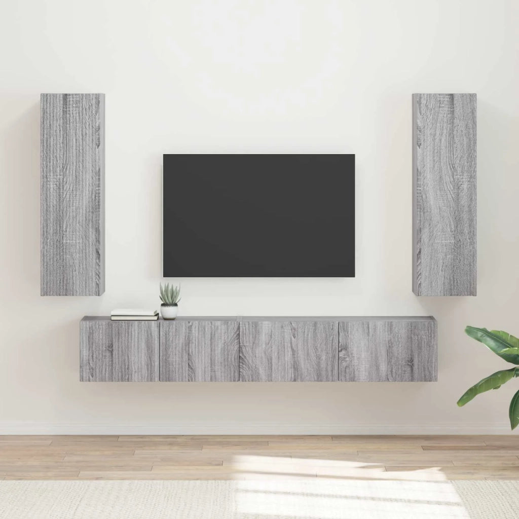 Set mobile TV 3 pz-Credenza per TV Grigio Sonoma Legno multistrato 943401