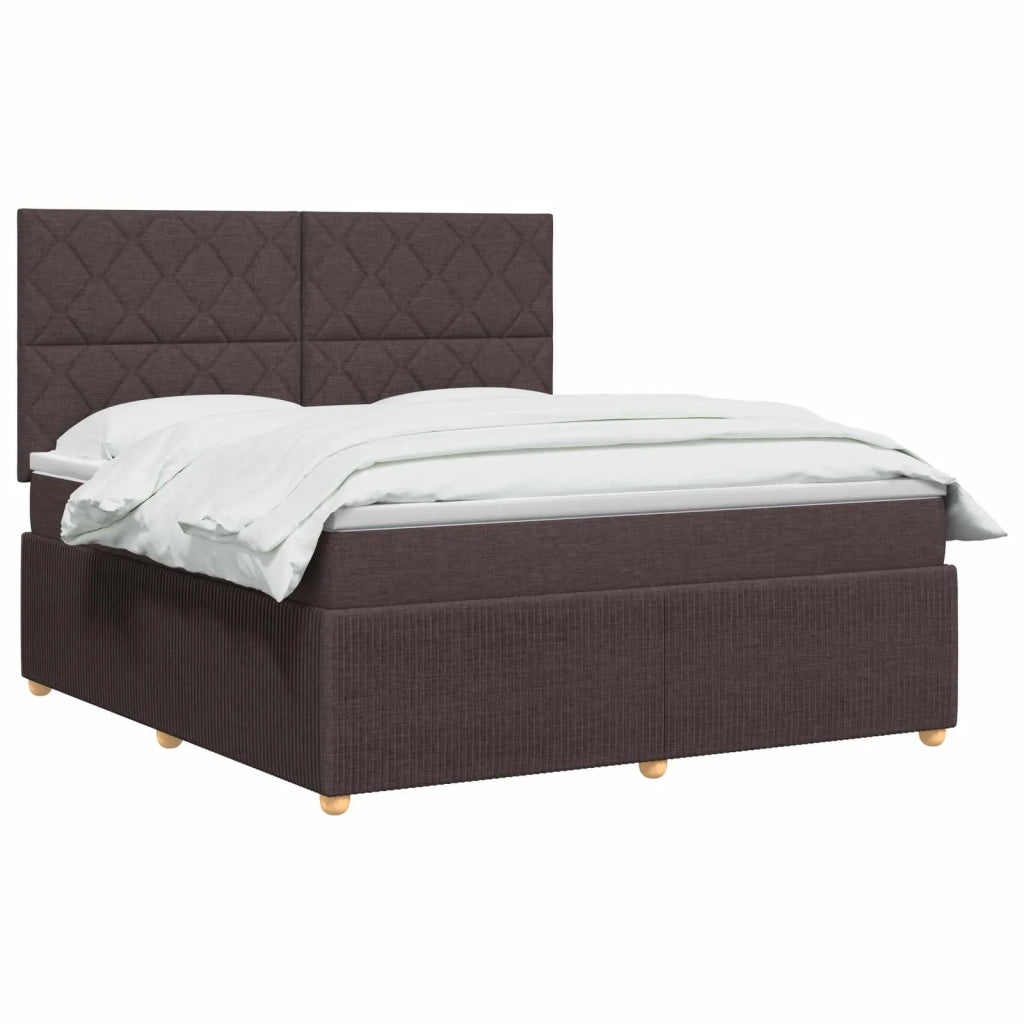 Letto Box Spring LED con Materasso Marrone Scuro 140 x 190 cm 3455863