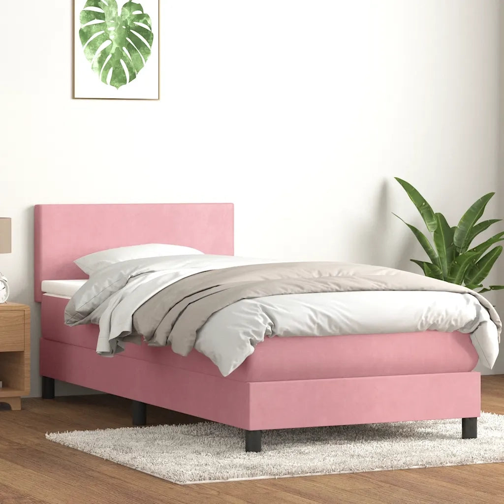 Giroletto a Molle con Materasso Rosa 80x220 cm Velluto 3316046