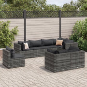 Set Divani da Giardino 8 pz con Cuscini in Polyrattan Grigio 3308194