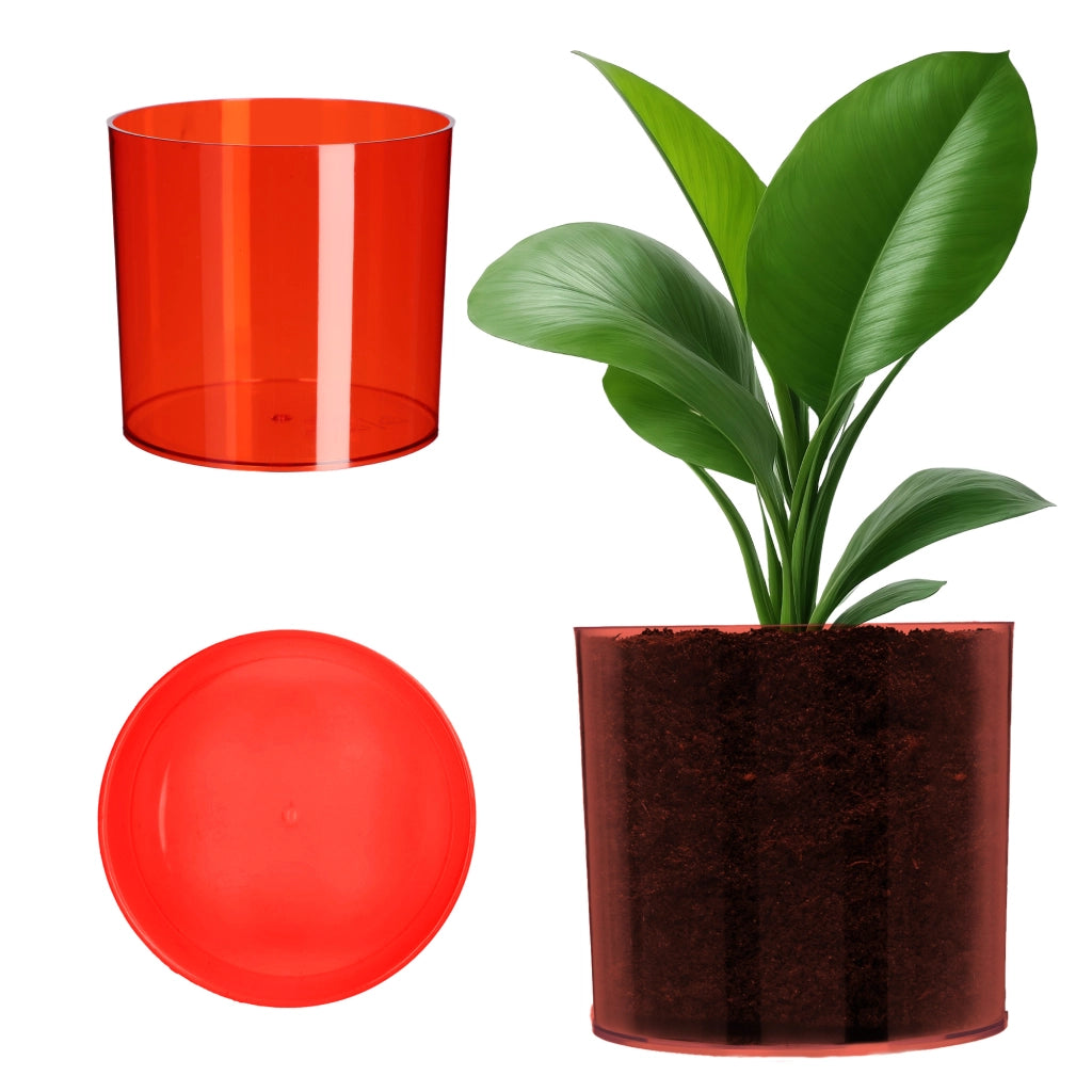 Vaso da fiori KADAX rotondo in plastica, 15 cm, rosso