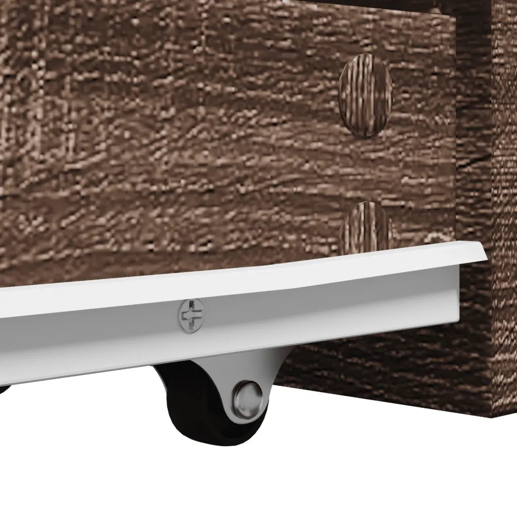 vidaXL Armadietto da Bagno Stretto con Ruote Rovere Marrone Truciolato