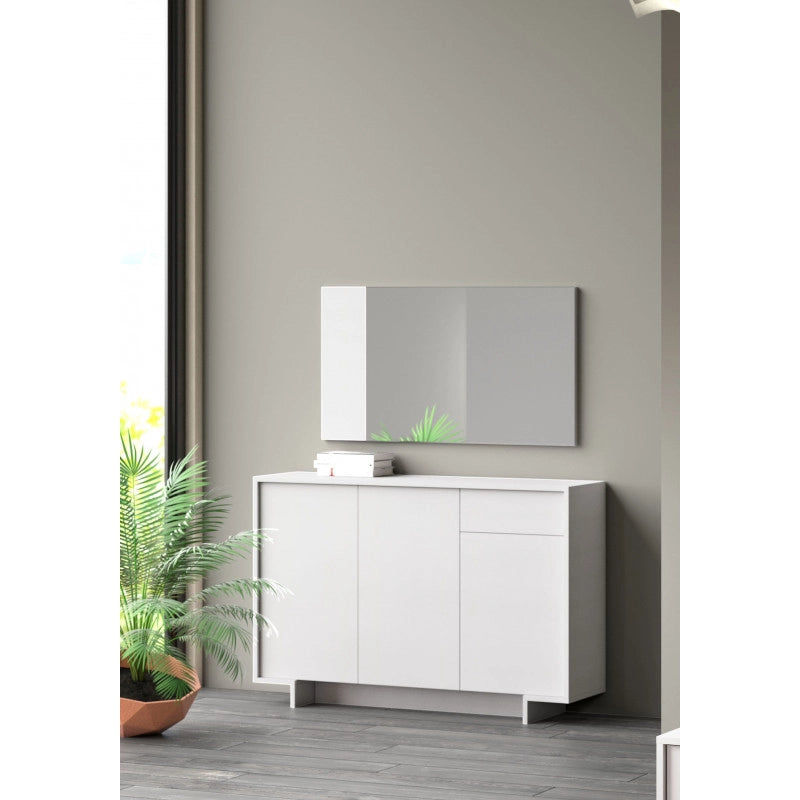Madia Frame Slim 3 ante con cassetto push to open bianco 134x35x87 cm - Terraneo