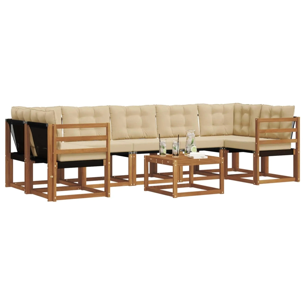 Set di divani da esterno con cuscino 8 pcs Naturale e Beige 3368488