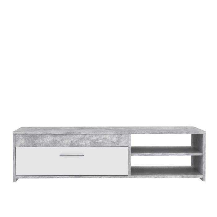 Mobile TV PILVI Contemporary - Cemento bianco e grigio chiaro - L 120 x P 42,1 x H 31,8 cm