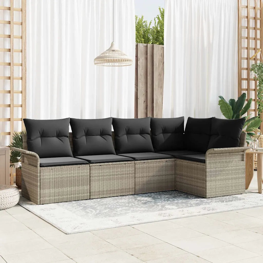 Set Divano da Giardino con cuscino 5 pz | Set Salotto da Giardino polyrattan