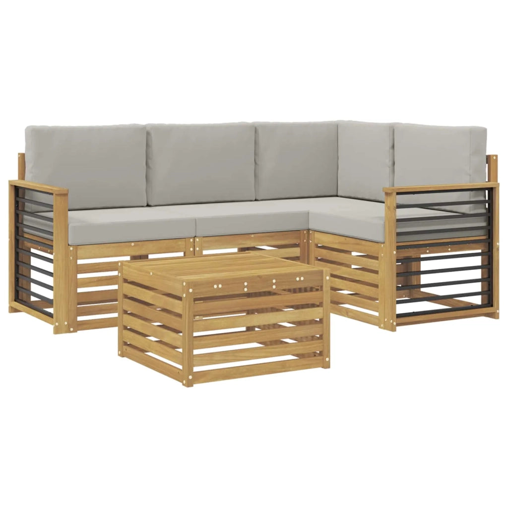 Set di divani da esterno 5 pcs Bianco e Grigio Chiaro 3391806
