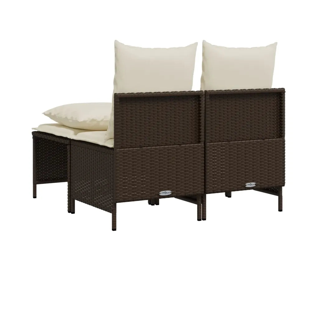 Set Divano da Giardino 4 pz con Cuscini Marrone in Polyrattan 368381