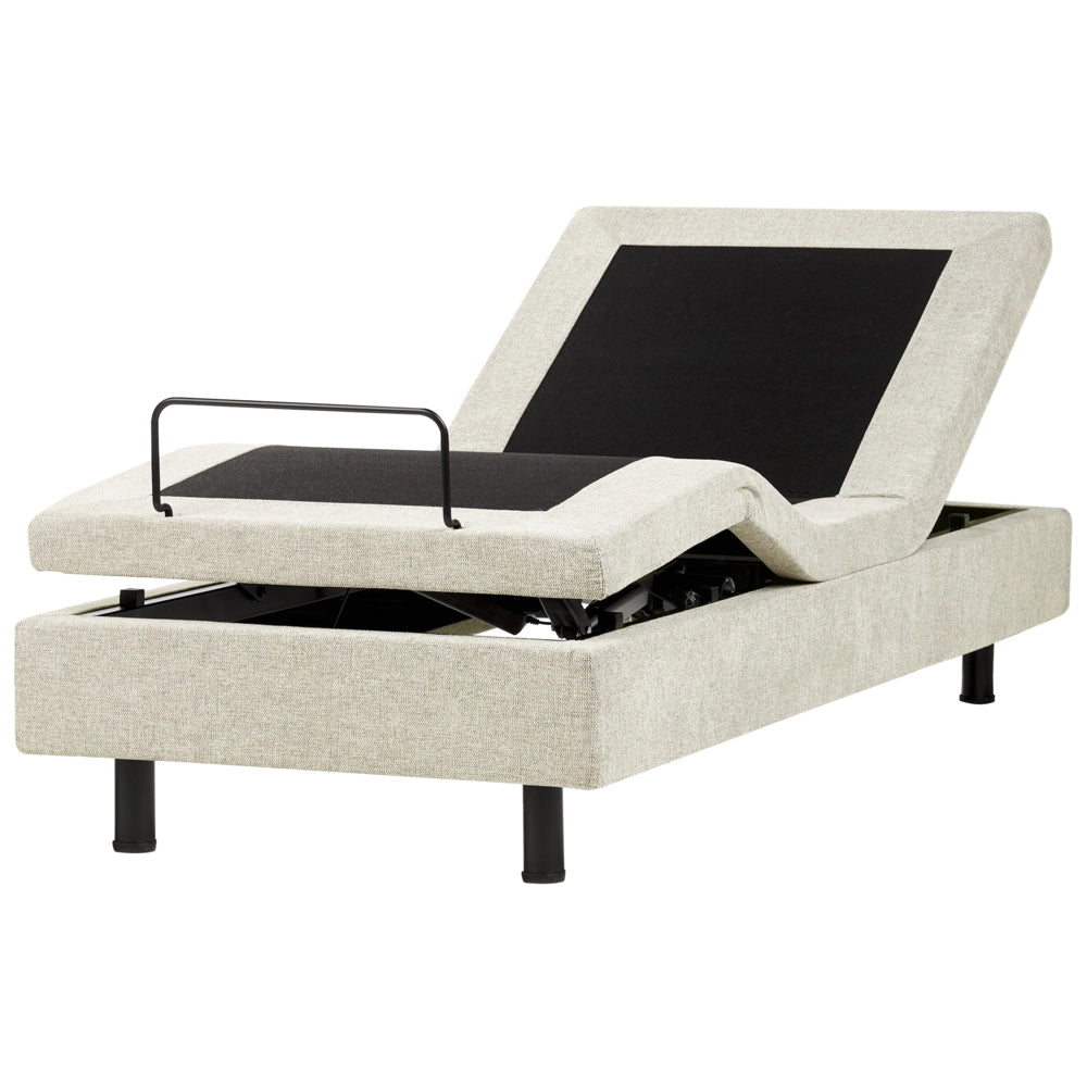 Letto elettrico matrimoniale tessuto beige regolabile con telecomando senza testiera 80x200 cm stile moderno