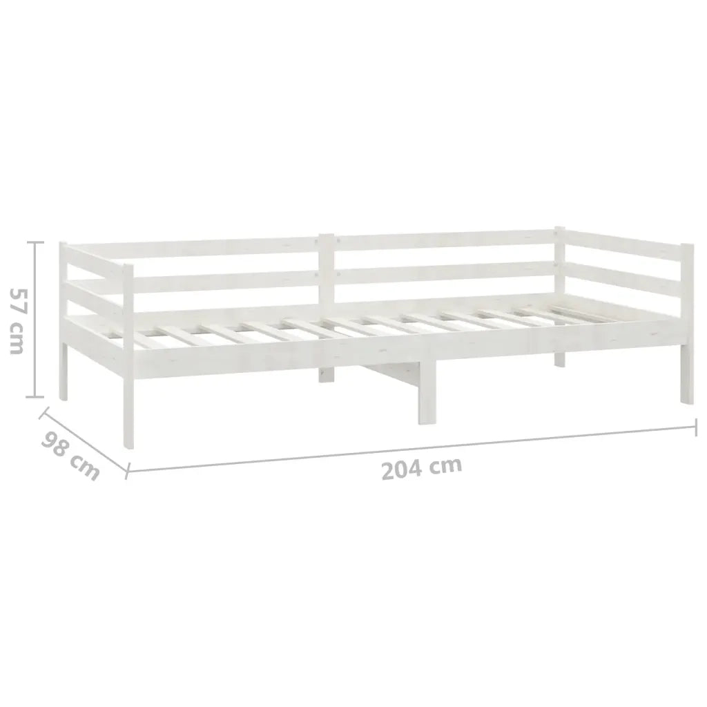 Divano Letto con Materasso 90x200 cm Bianco in Legno di Pino 3083565