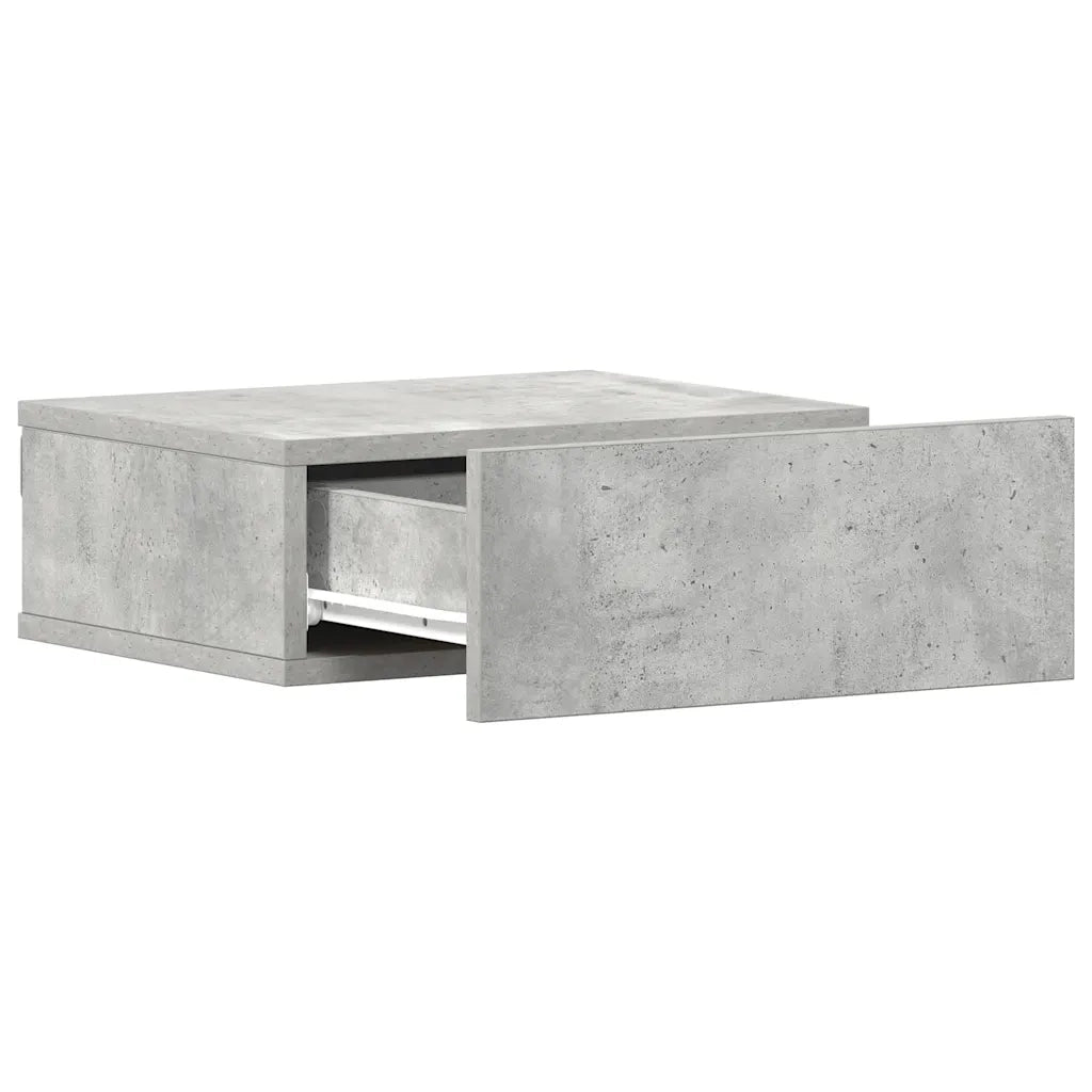 Comodino-Tavolino da notte Pensile Grigio Cemento 40x30x15cm in Legno Multistrato