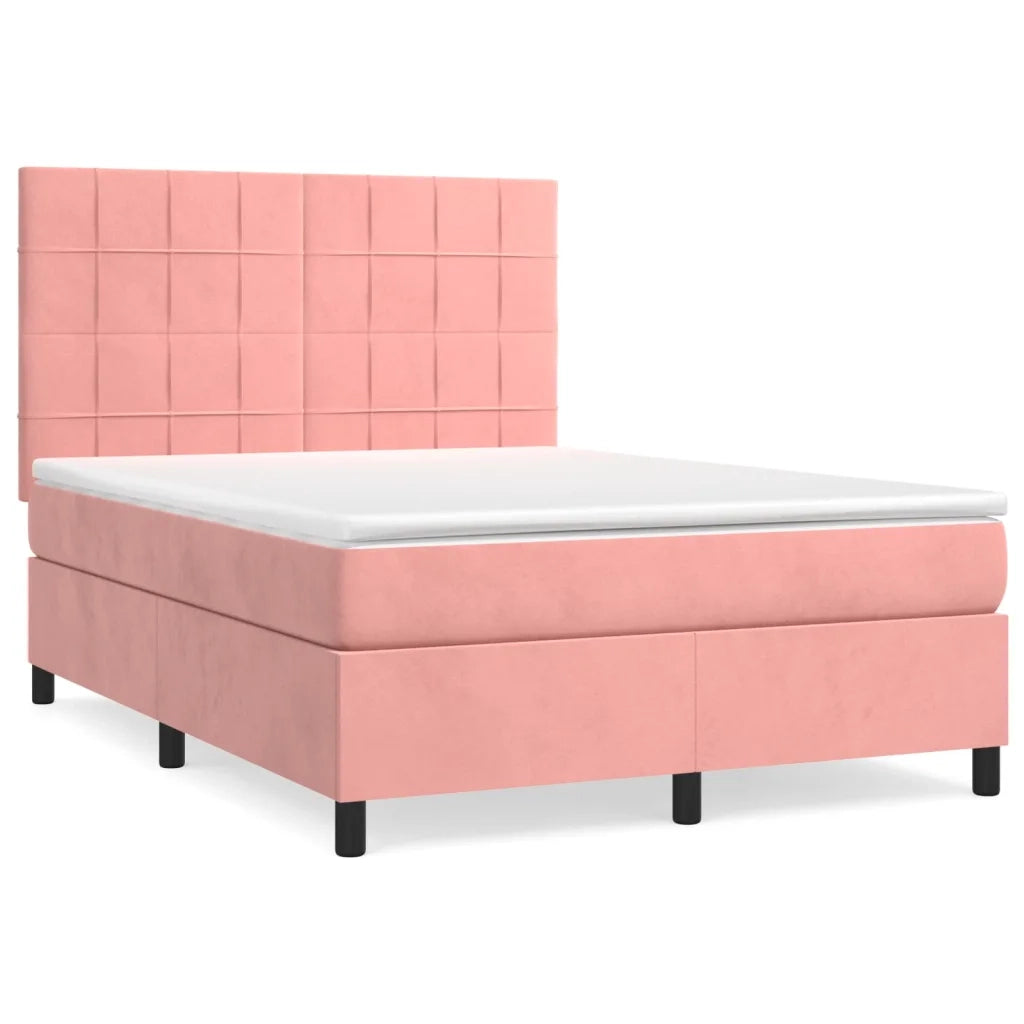 Giroletto a Molle con Materasso Rosa 140x190 cm in Vellutocod mxl 75827