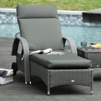 Set di 2 Materassi per Chaise Longue e Lettino Prendisole con Cinghie di Fissaggio per Giardino, 196L x 55P cm, Grigio scuro