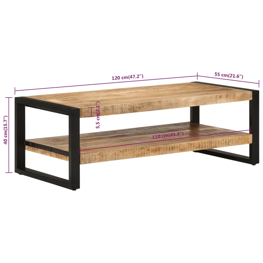 Tavolino da Salotto 120x55x40 cm in Legno Massello di Mango cod mxl 29736