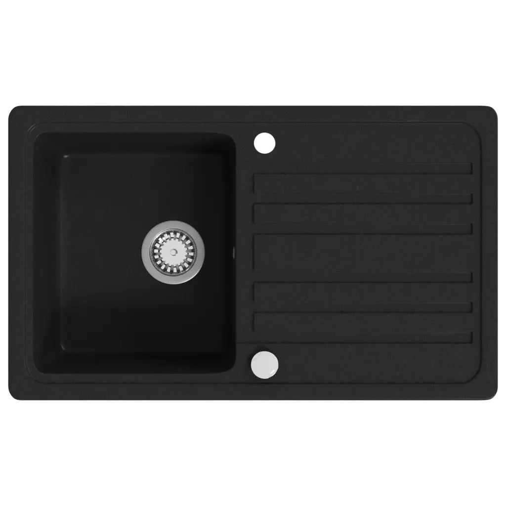 Lavandino Cucina Granito Singolo Scolapiatti Reversibile Nero CFW8668611