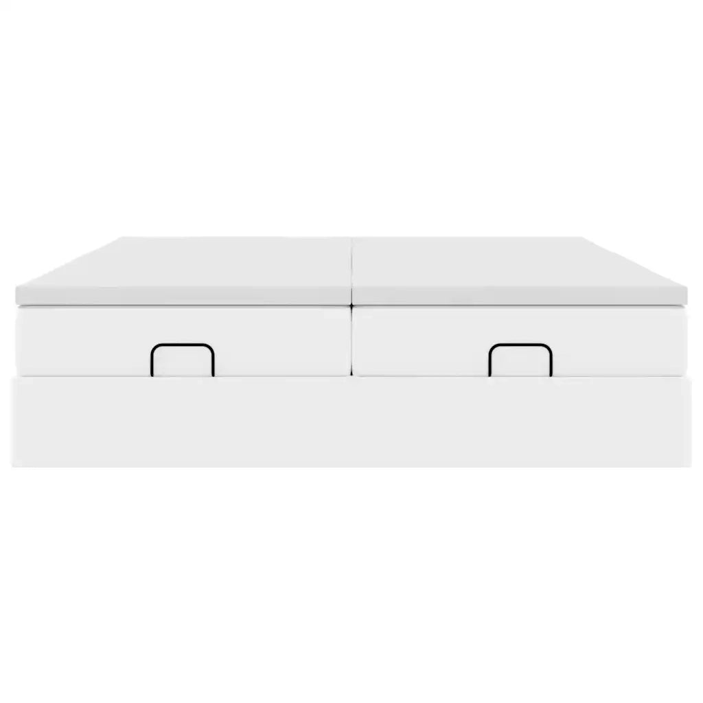 Struttura Letto Pouf con Materassi Bianco 180x200 cm Similpelle