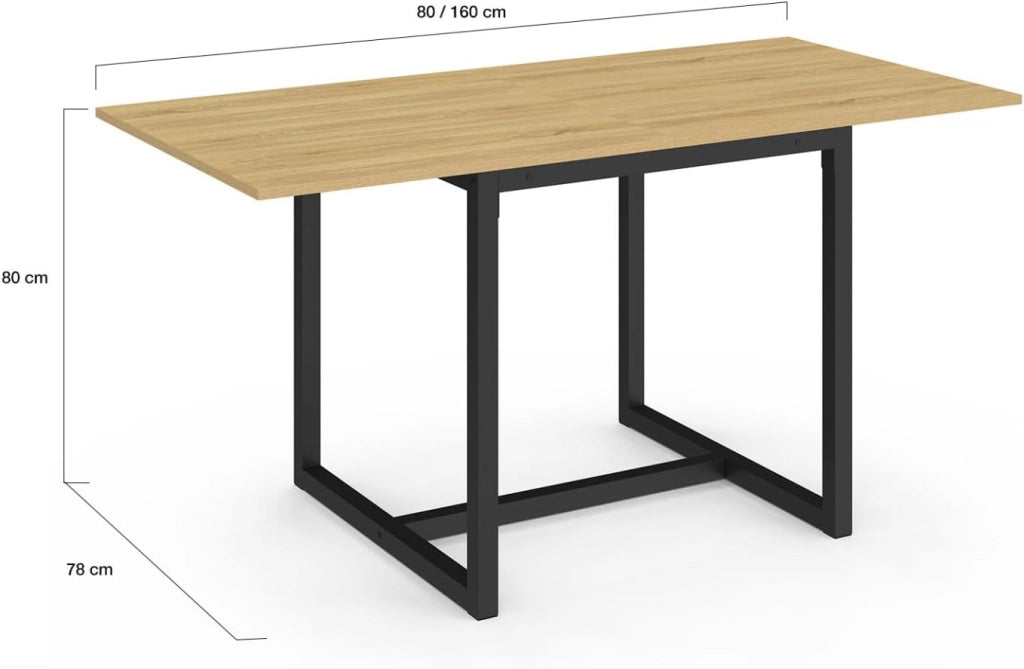 Tavolo da pranzo allungabile DETROIT 4-8 persone design industriale 80-160 cm