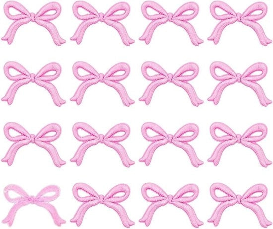 Set di 16 patch di ricamo a forma di fiocchetto da applicare con ferro da stiro, 4,3x6cm, per decorare abiti, giacche, cappelli, scarpe e jeans
