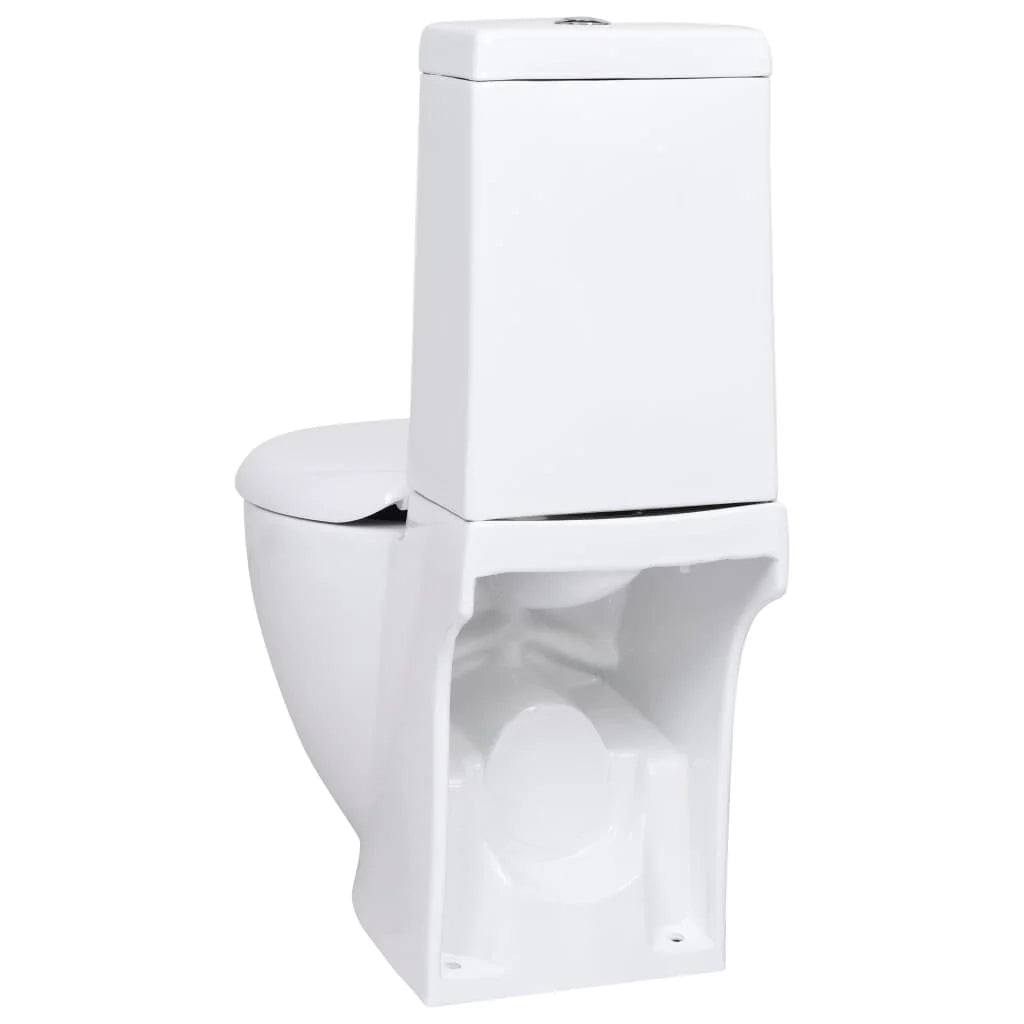 WC rotondo in ceramica con doppio scarico e base bianca 02_0003560