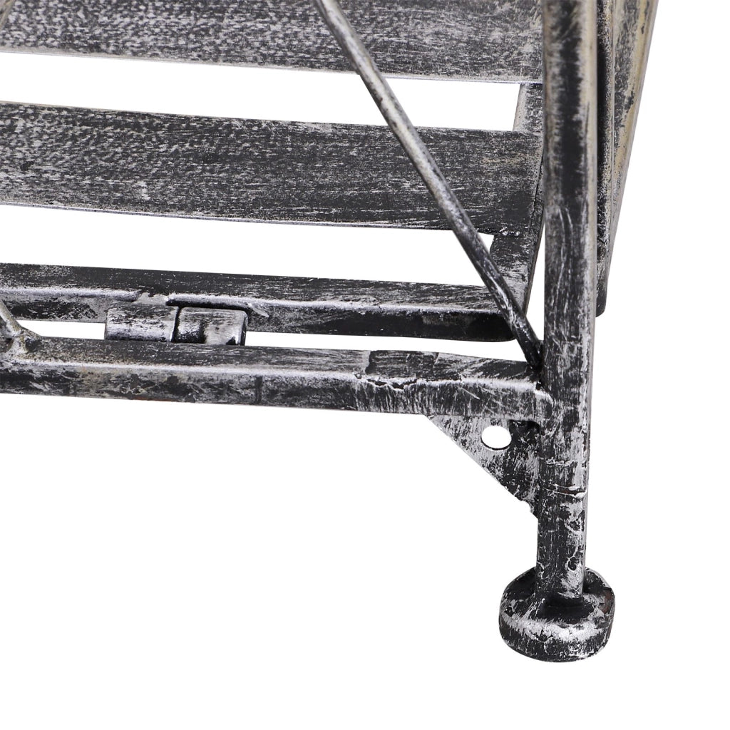 EasycomfortScaffale Fioriera 3 Ripiani Pieghevole da Giardino Balcone, Metallo, Argento, 44x25x96 cm