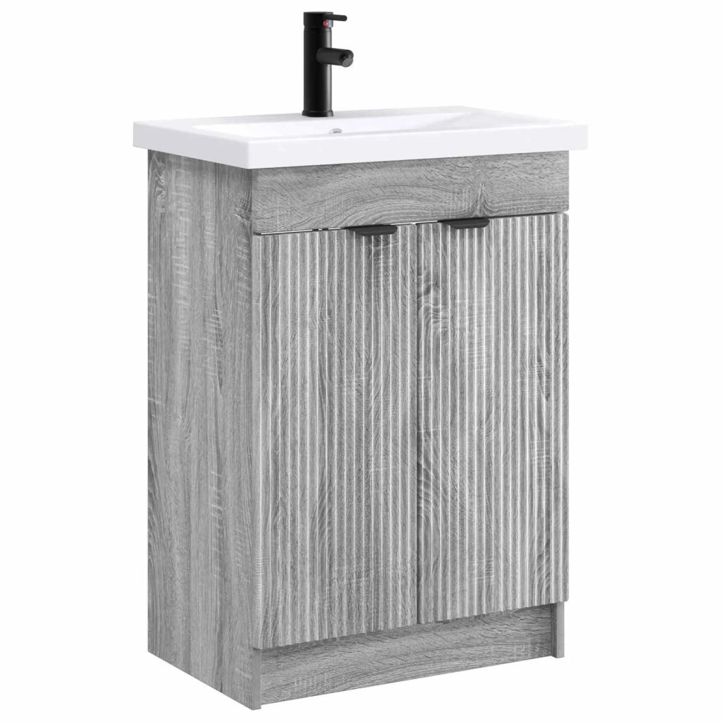 Set di mobili per il bagno Sonoma grigio 78,5 x 37,5 x 81 cm 3404160