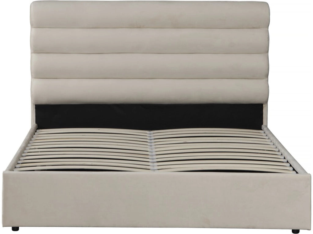 Letto matrimoniale in velluto di design "Livigno" - 140 x 190 cm - Beige
