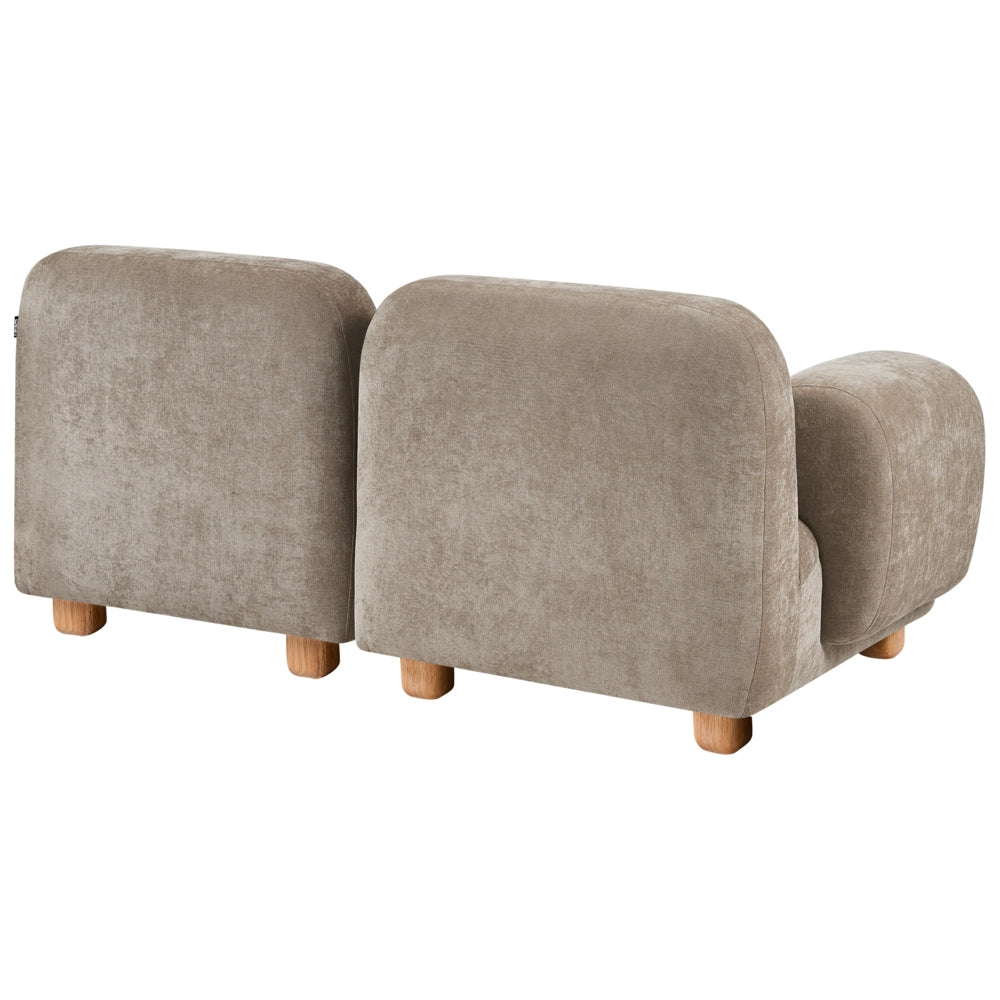 Divano componibile a 2 posti in tessuto due moduli angolari gambe in legno beige stile moderno