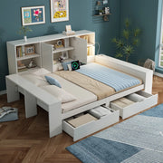 LETTO Contenitore 140x200 cm Bianco con cassetti e porte USB
