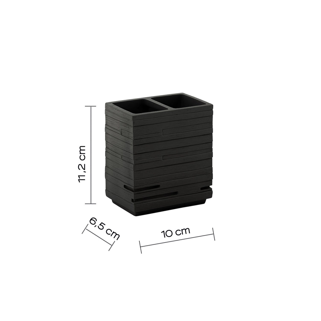 Portaspazzolini d'appoggio in resina QU98 Gedy serie QUADROTTO Nero