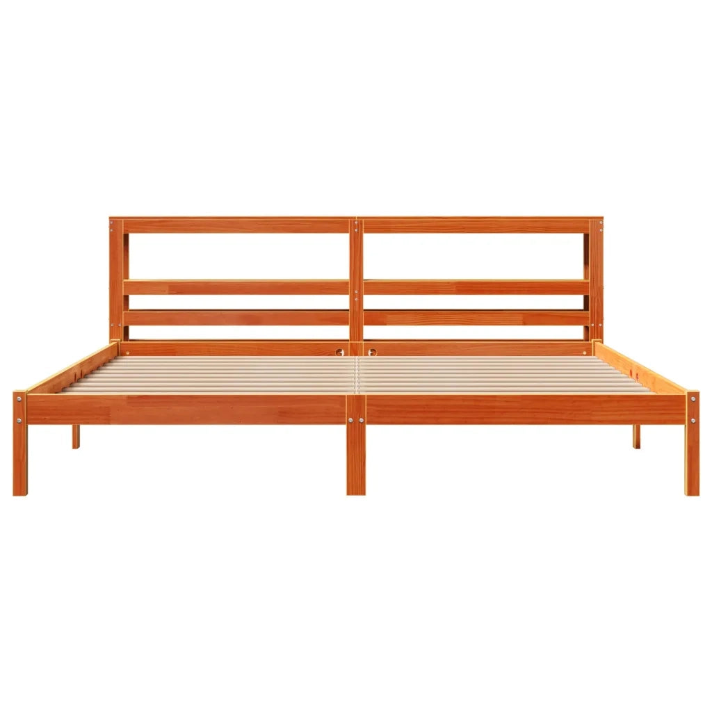 Giroletto con Testiera Marrone Cera 200x200 cm Massello Pino