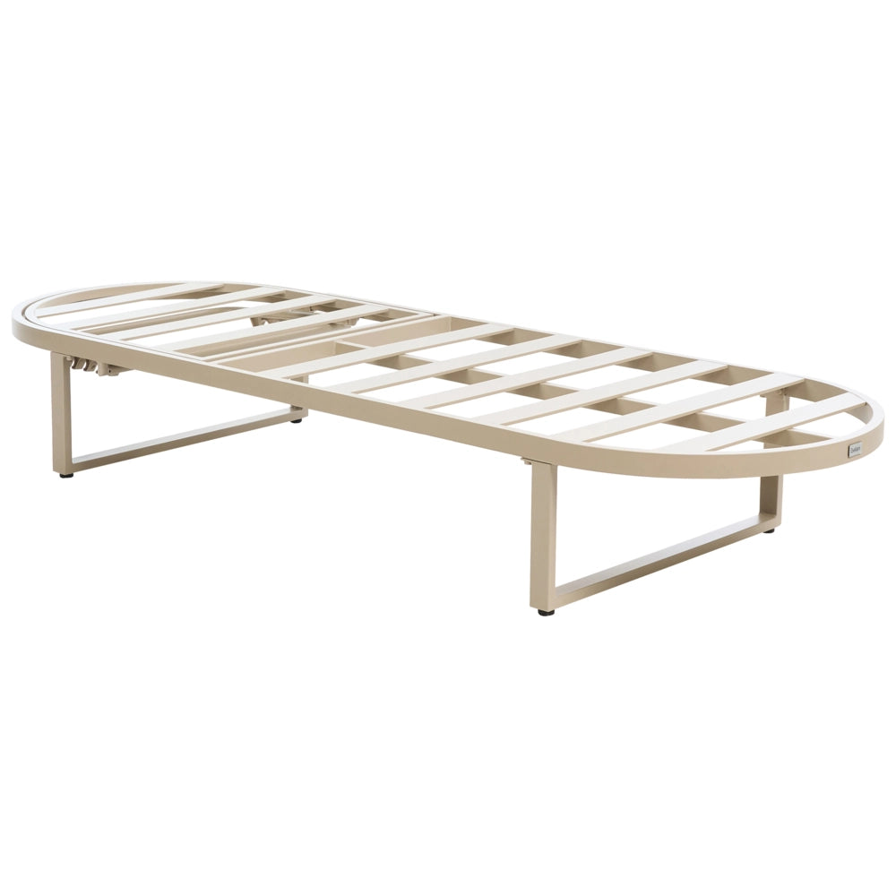 Lettino da giardino reclinabile in alluminio con cuscino beige e ruote schienale regolabile